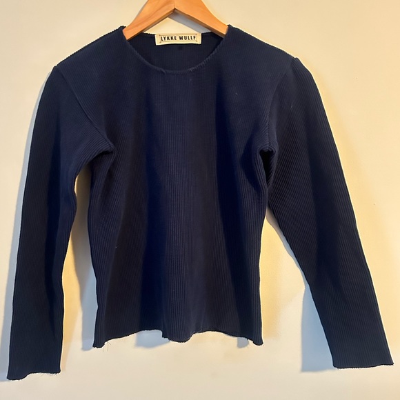 Lykke Wullf Tops - LYKKE WULLF Long Sleeve Navy Deadstock Garden Thermal Shirt SMALL